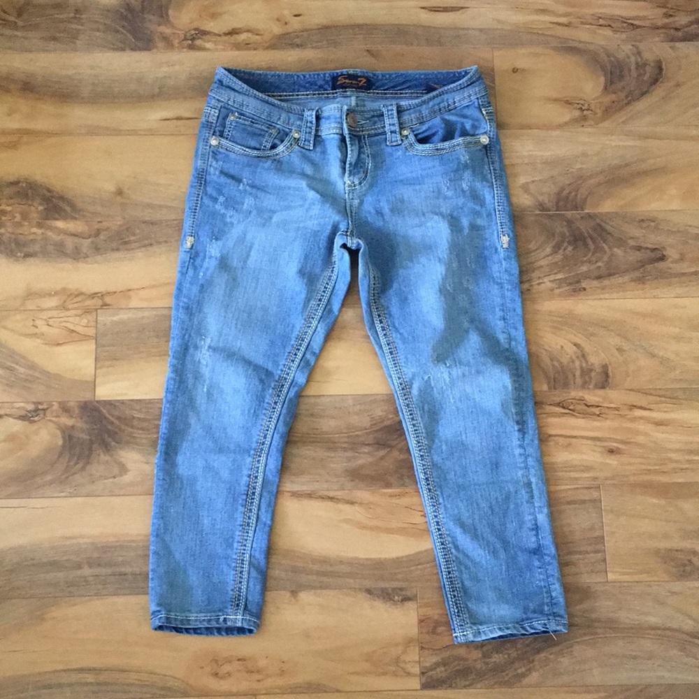 Seven7 Distressed Cropped Jeans